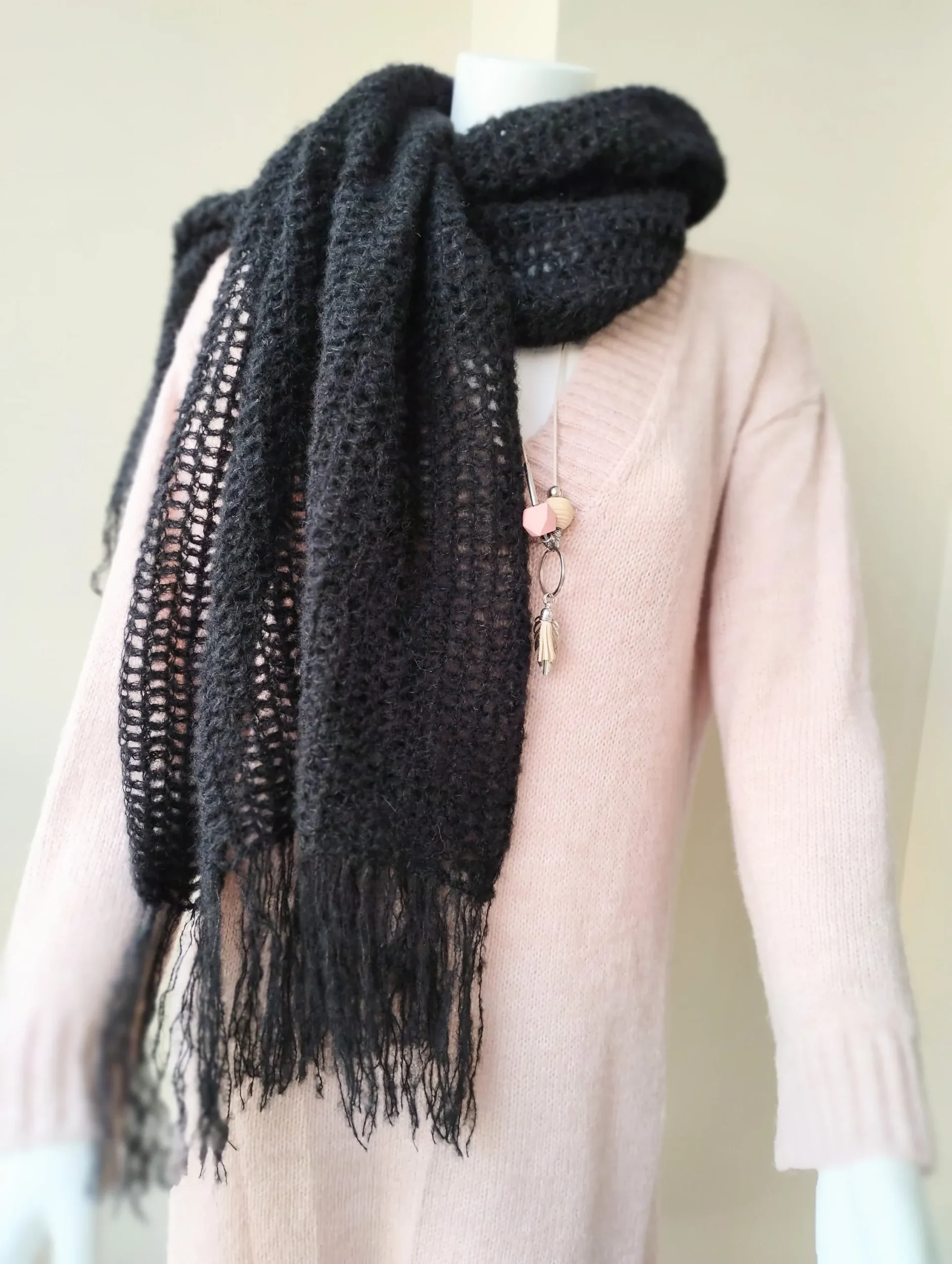 Bufanda de alpaca tejida a crochet