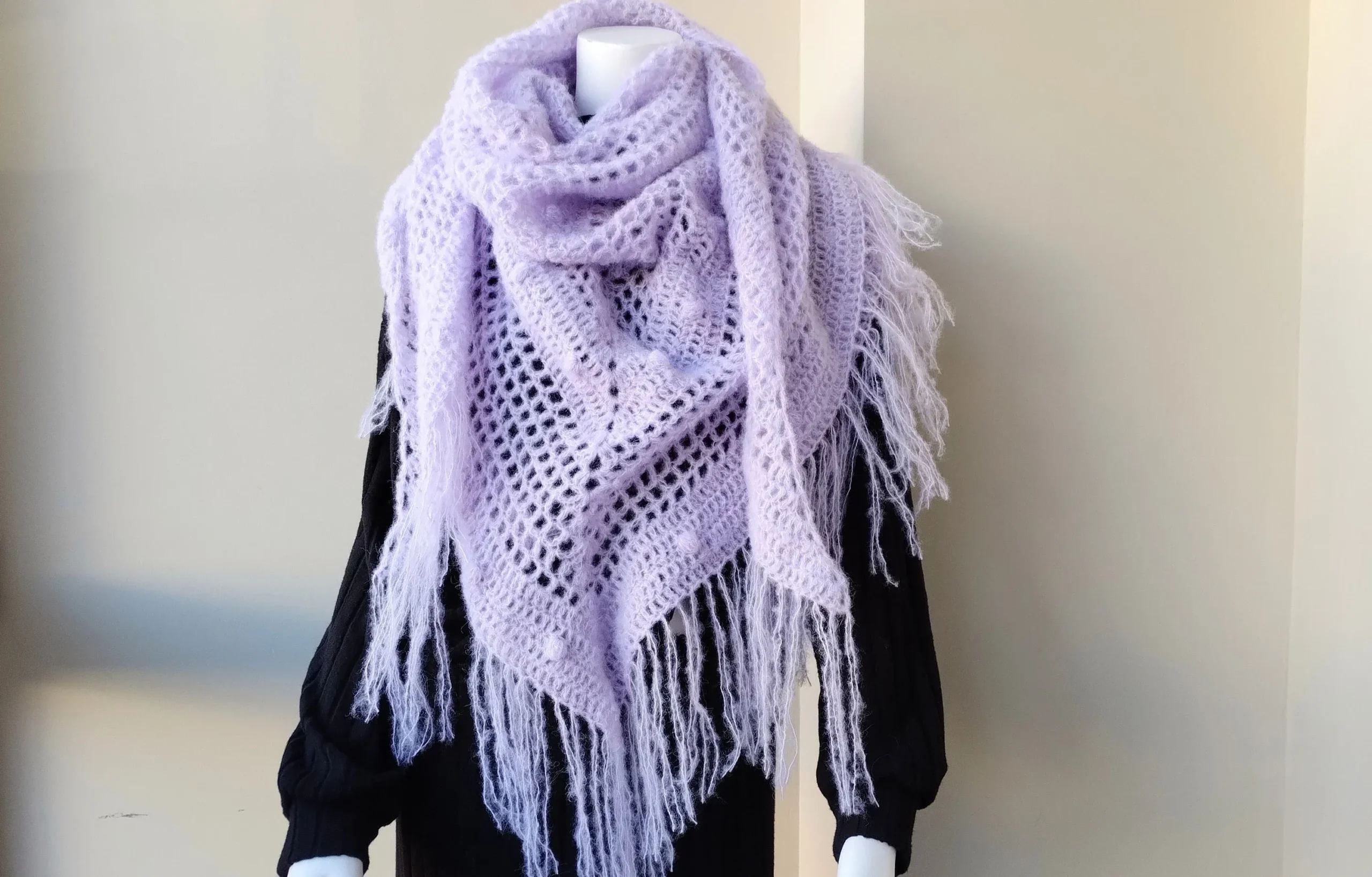 Chal de Crochet de Alpaca. Lavanda