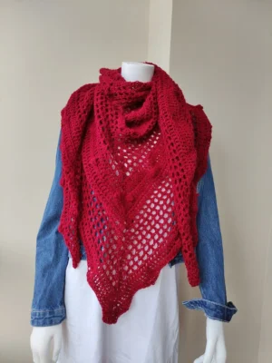 Chal de Crochet de Merino Burdeos
