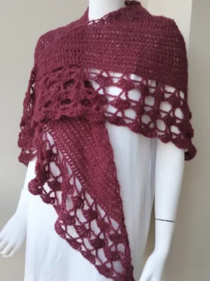 Chal de Crochet de Alpaca. Burdeos
