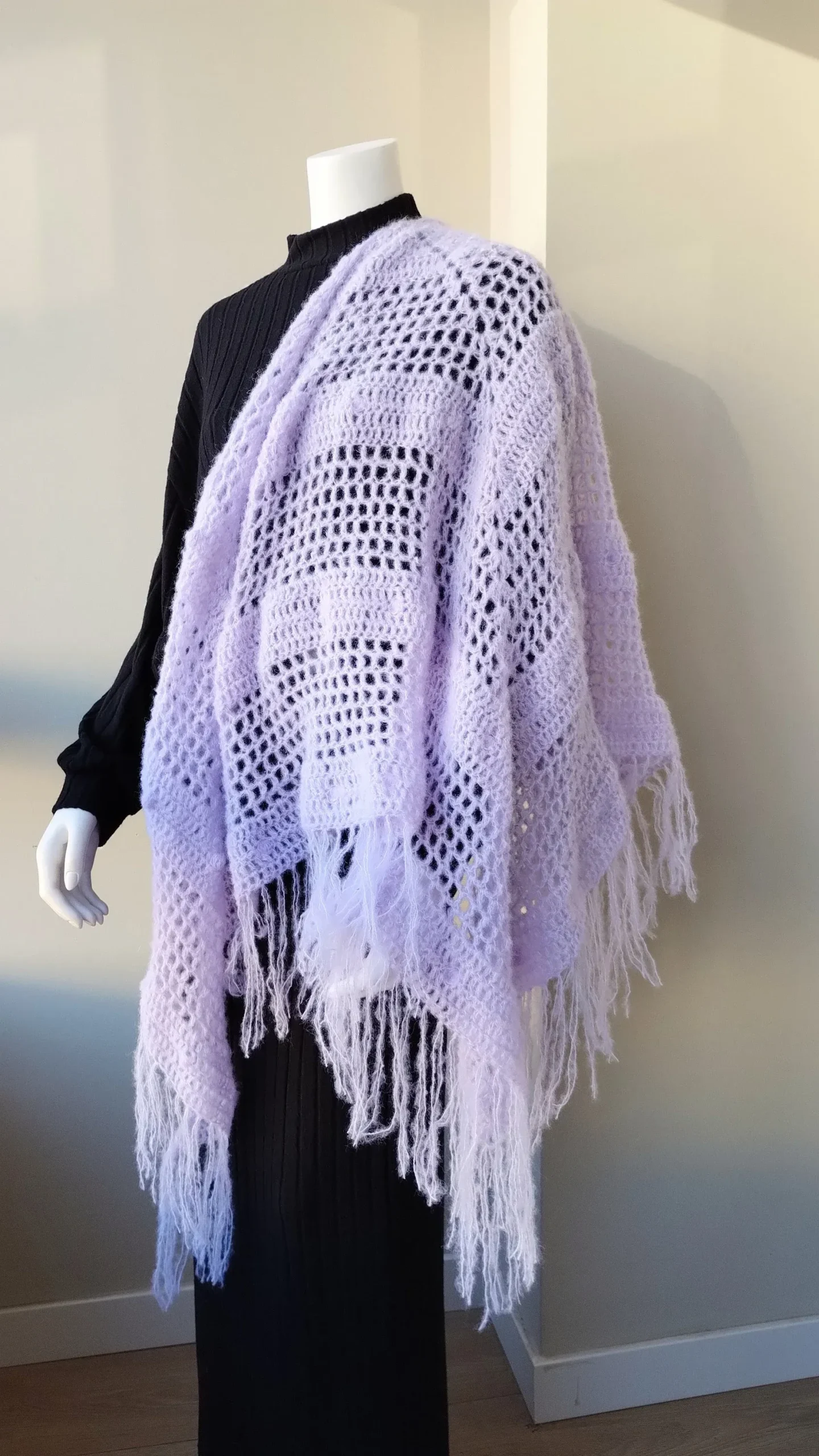 Chal de Crochet de Alpaca. Lavanda - Imagen 5