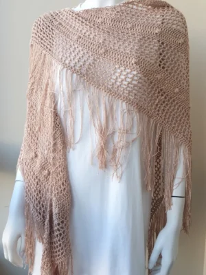 Chal melocotón de bambú de crochet hecho a mano