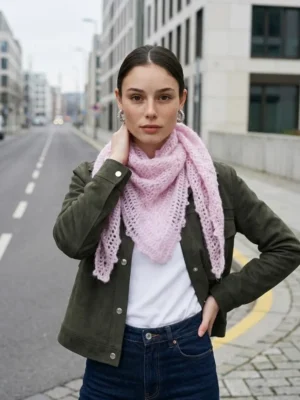 Panuelo de ganchillo de alpaca rosa empolvado crochet (7)