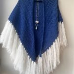 Chal de crochet con flecos pluma de alpaca